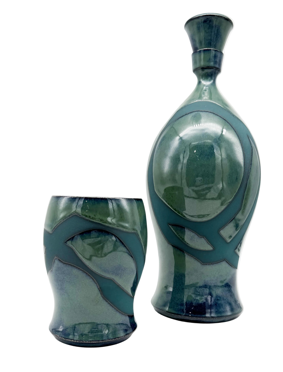 Color Contrast Series - Blue Green Decanter Set