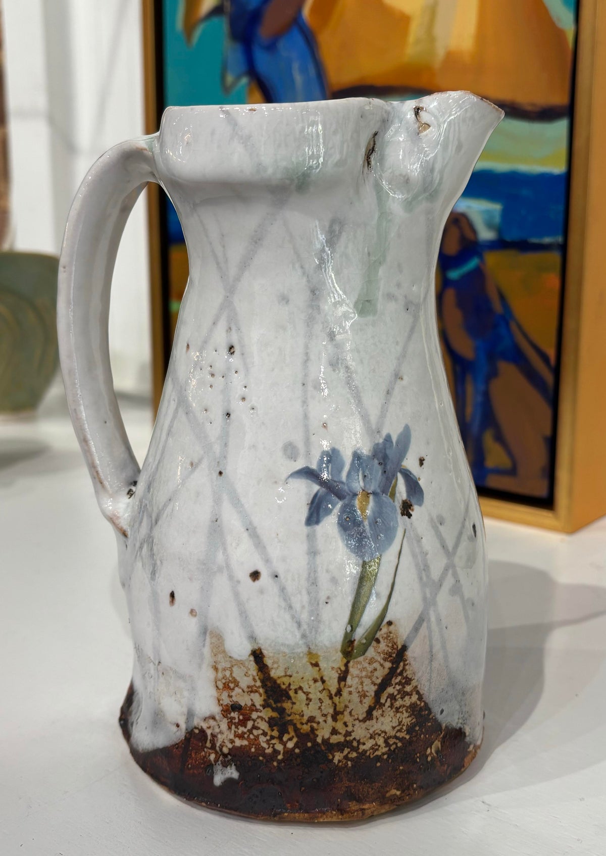Blue Floral Pitcher