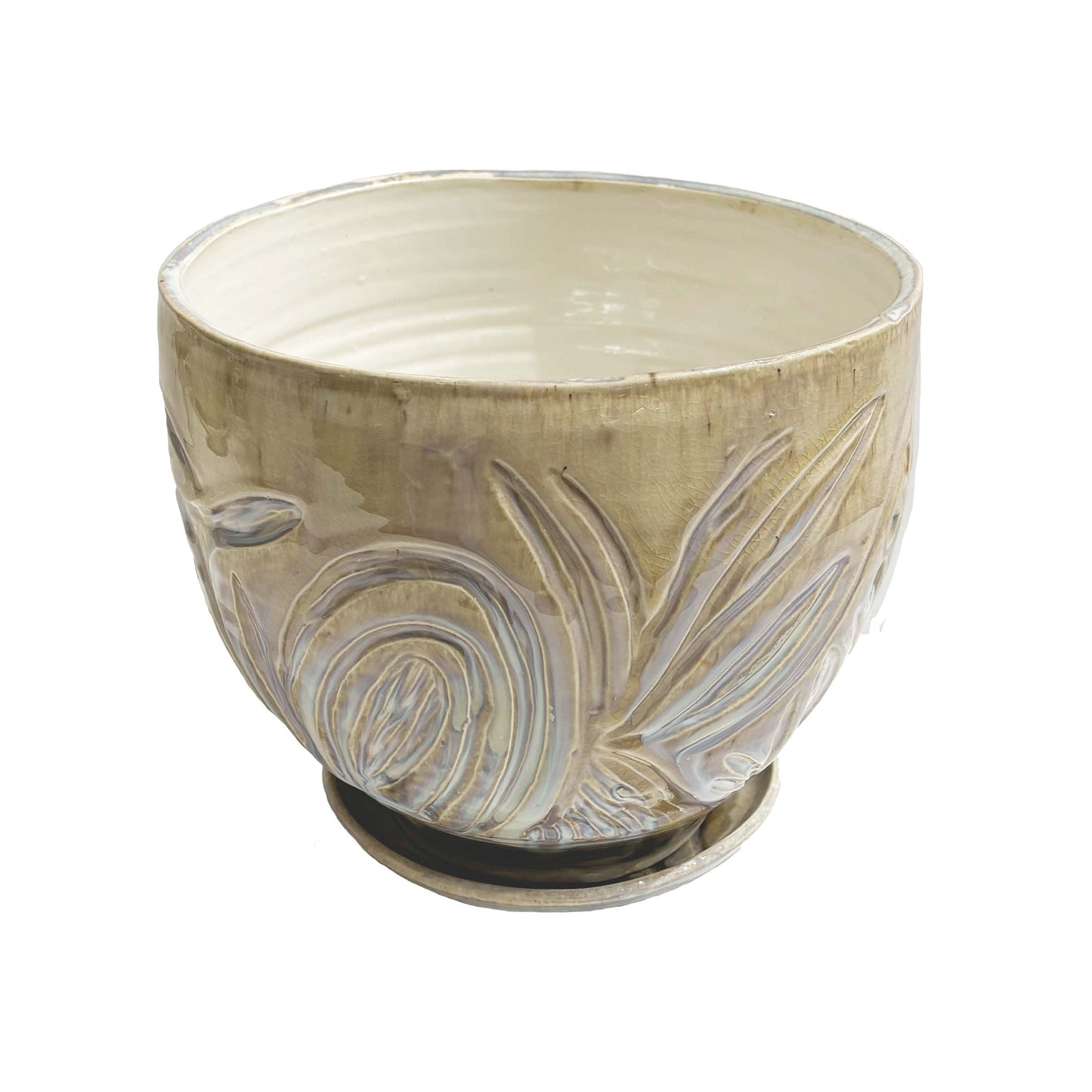 Carved and Altered White Planter