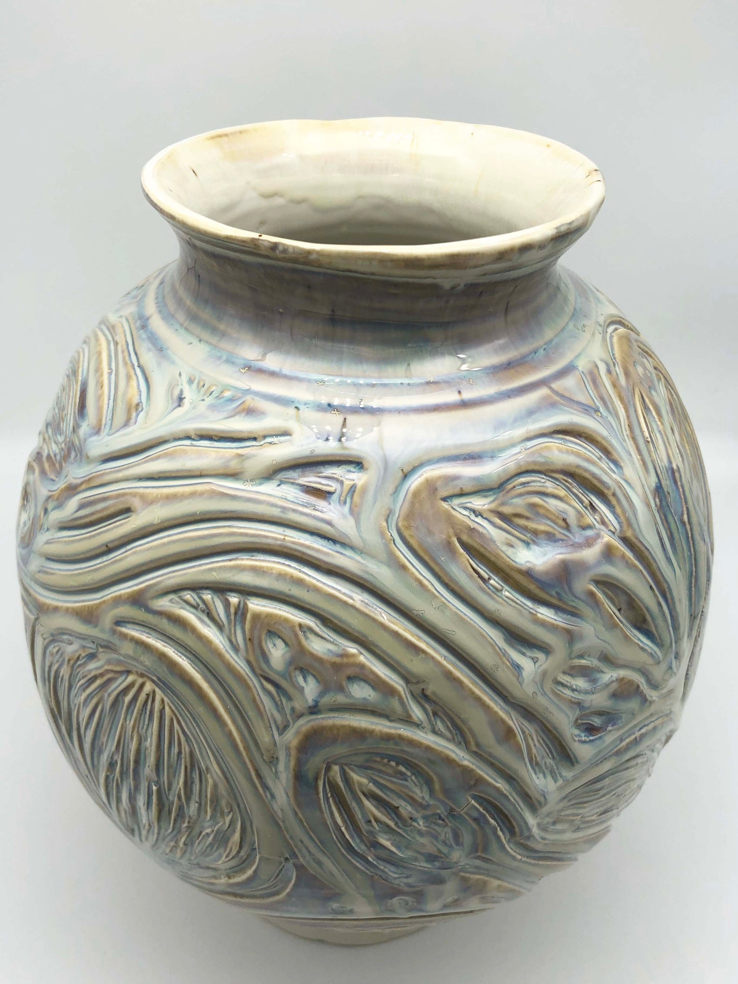 Iridescent Vase with Carvings - Large