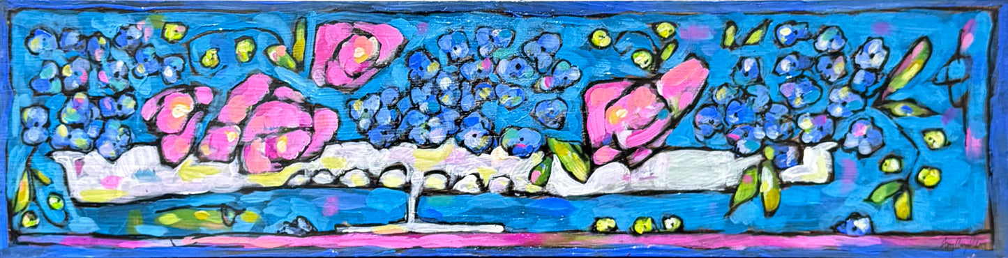 Nature: Reframed - Pink Roses and Blue Hydrangea