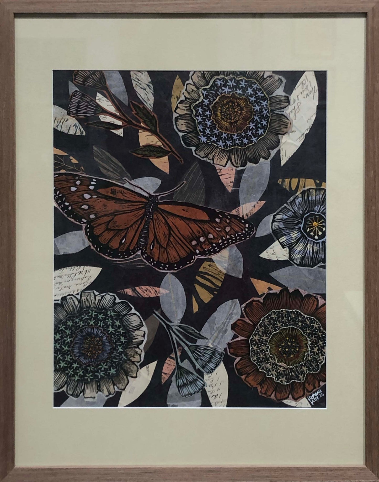 Queen Butterfly in Zinnias