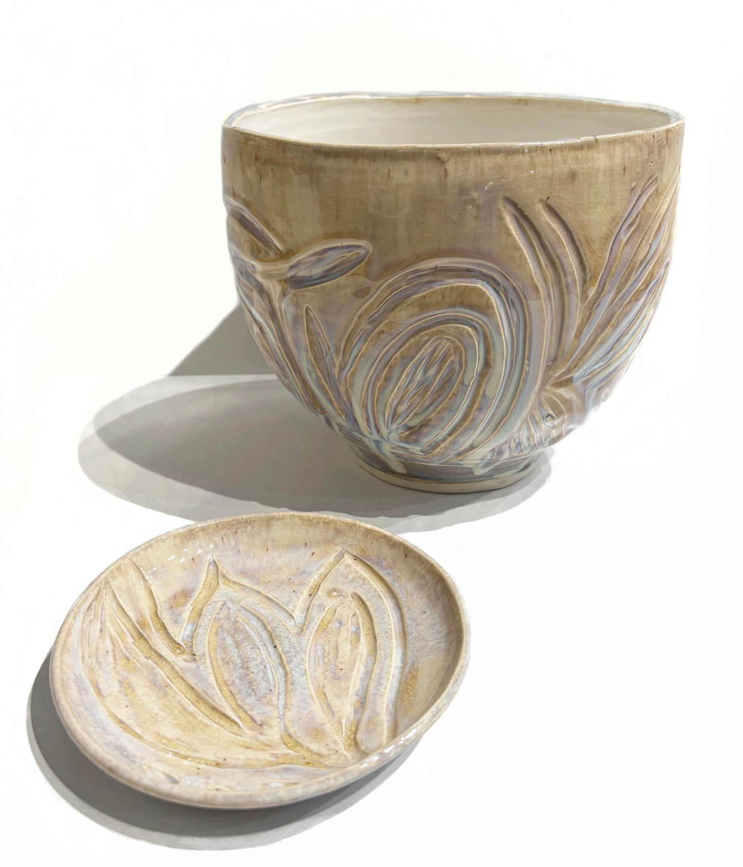 Carved and Altered White Planter