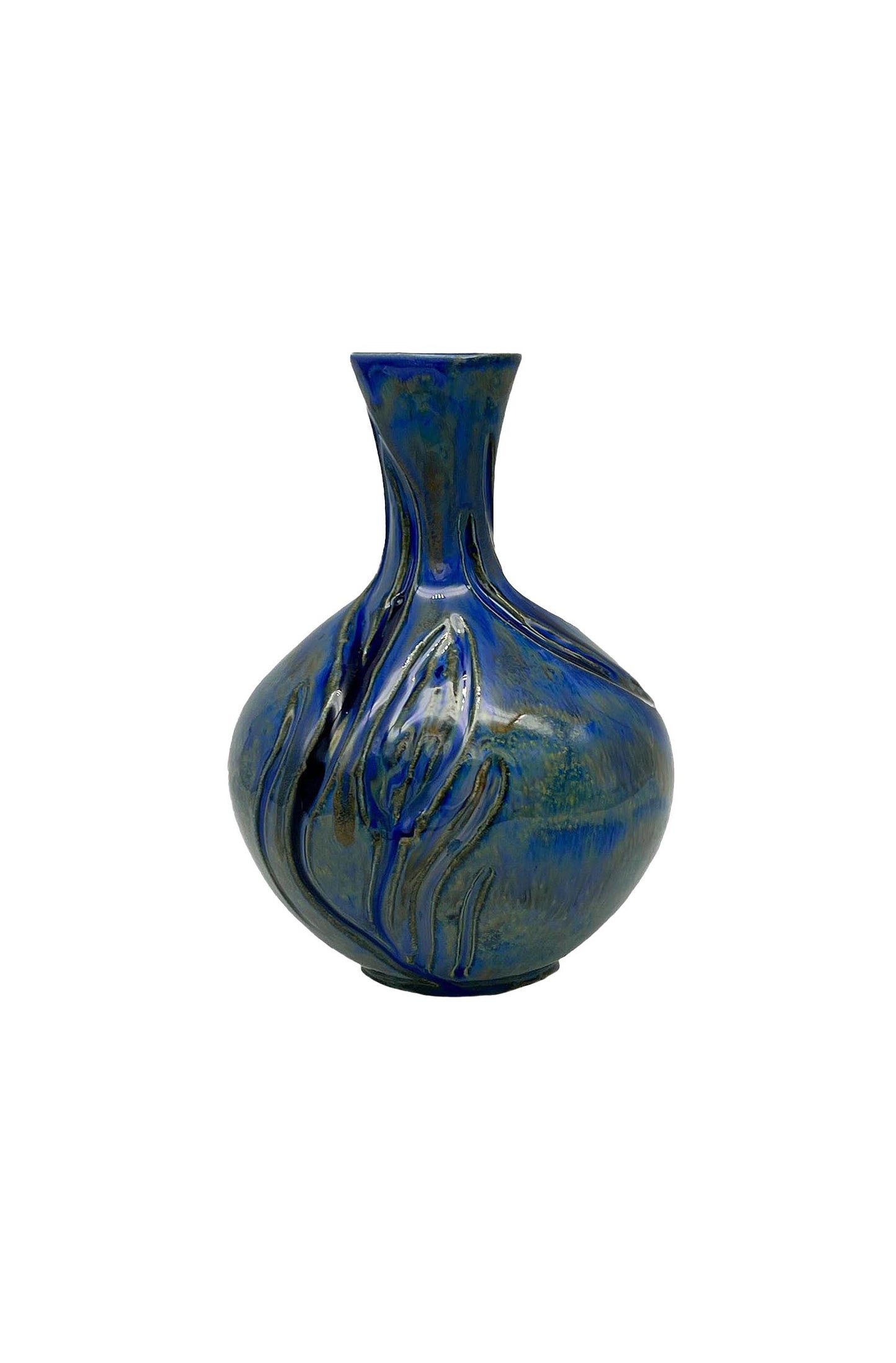 Blue Carved Bud Vase