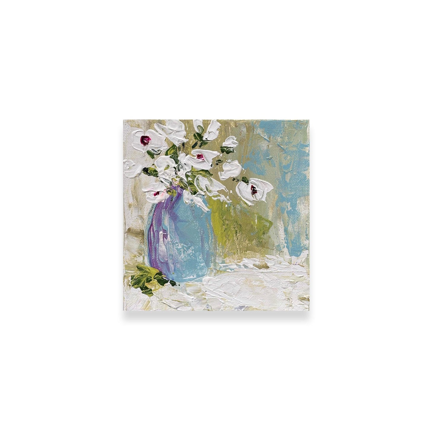 White Flowers in Blue
