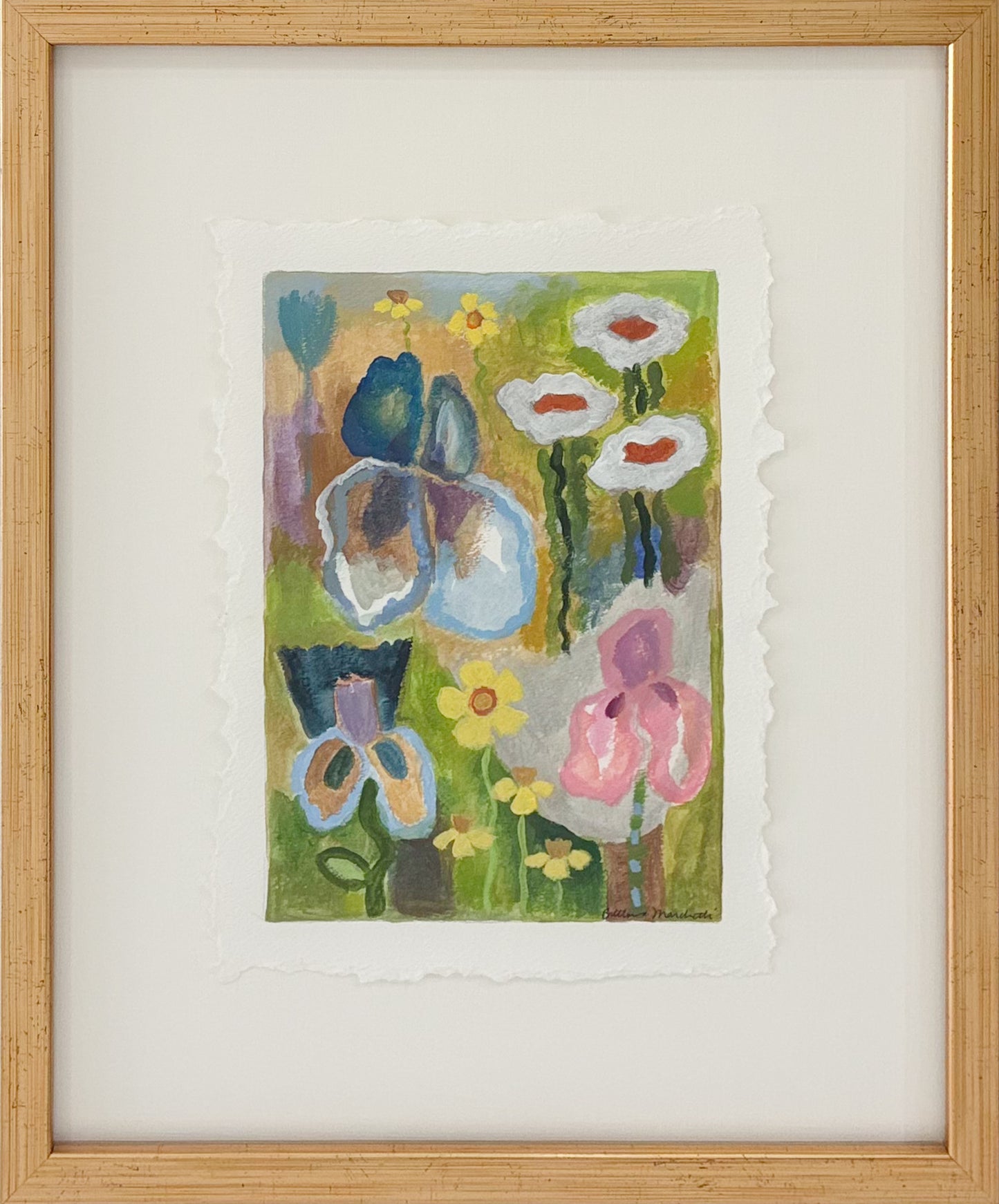 Poppies & Wildflowers - White Poppies & Blue Iris
