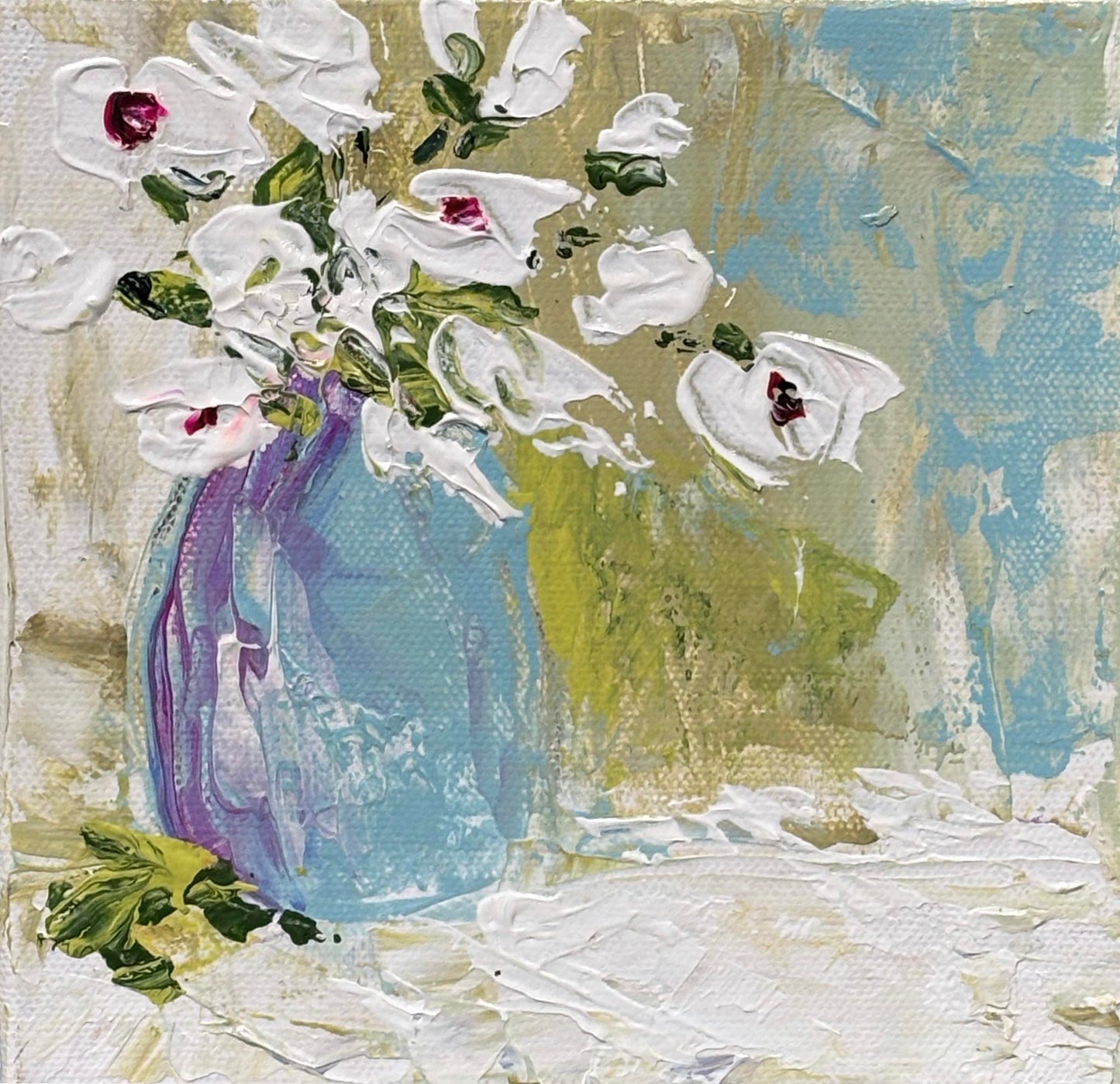 White Flowers in Blue
