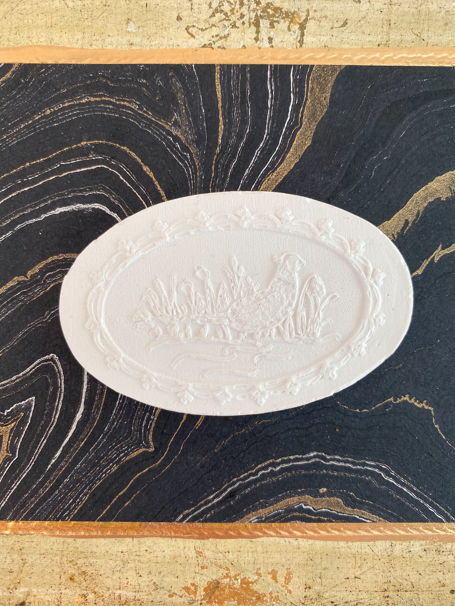 Pheasant Intaglio on Vintage Plaque