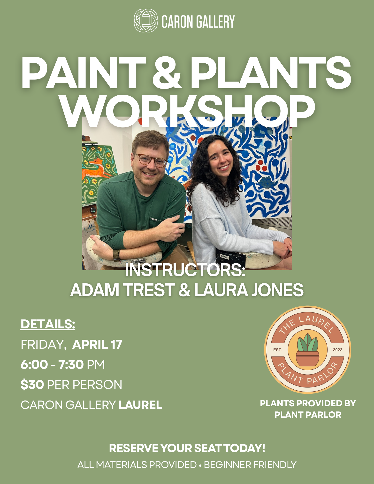 Paint & Plants Workshop with Adam Trest + Laura Jones – Caron Gallery