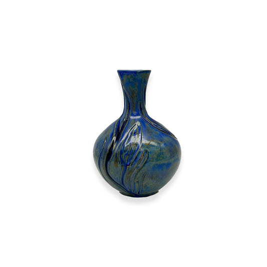 Blue Carved Bud Vase