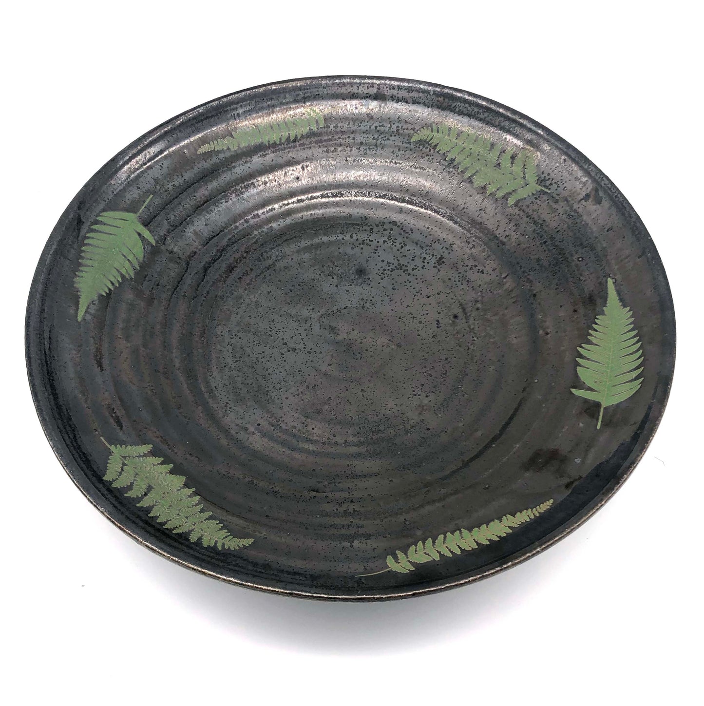 Black Bowl with Gold Ferns