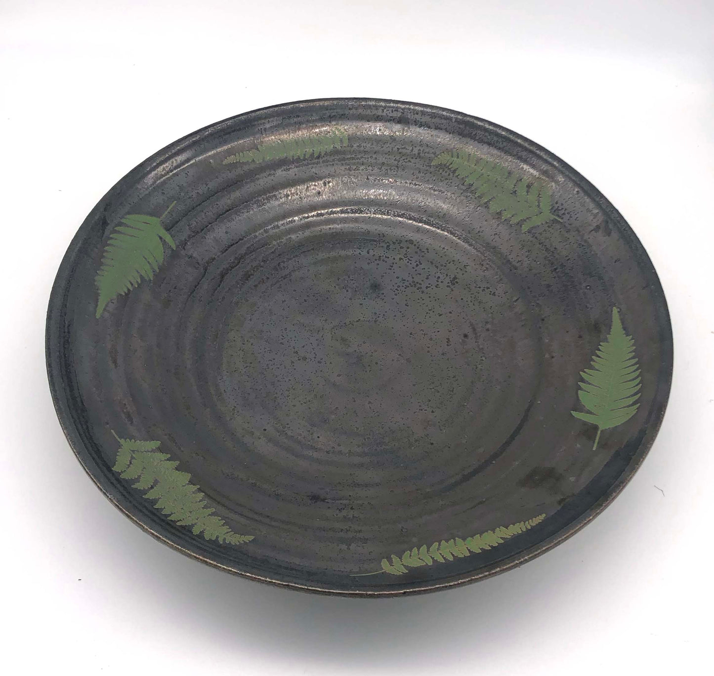 Black Bowl with Gold Ferns