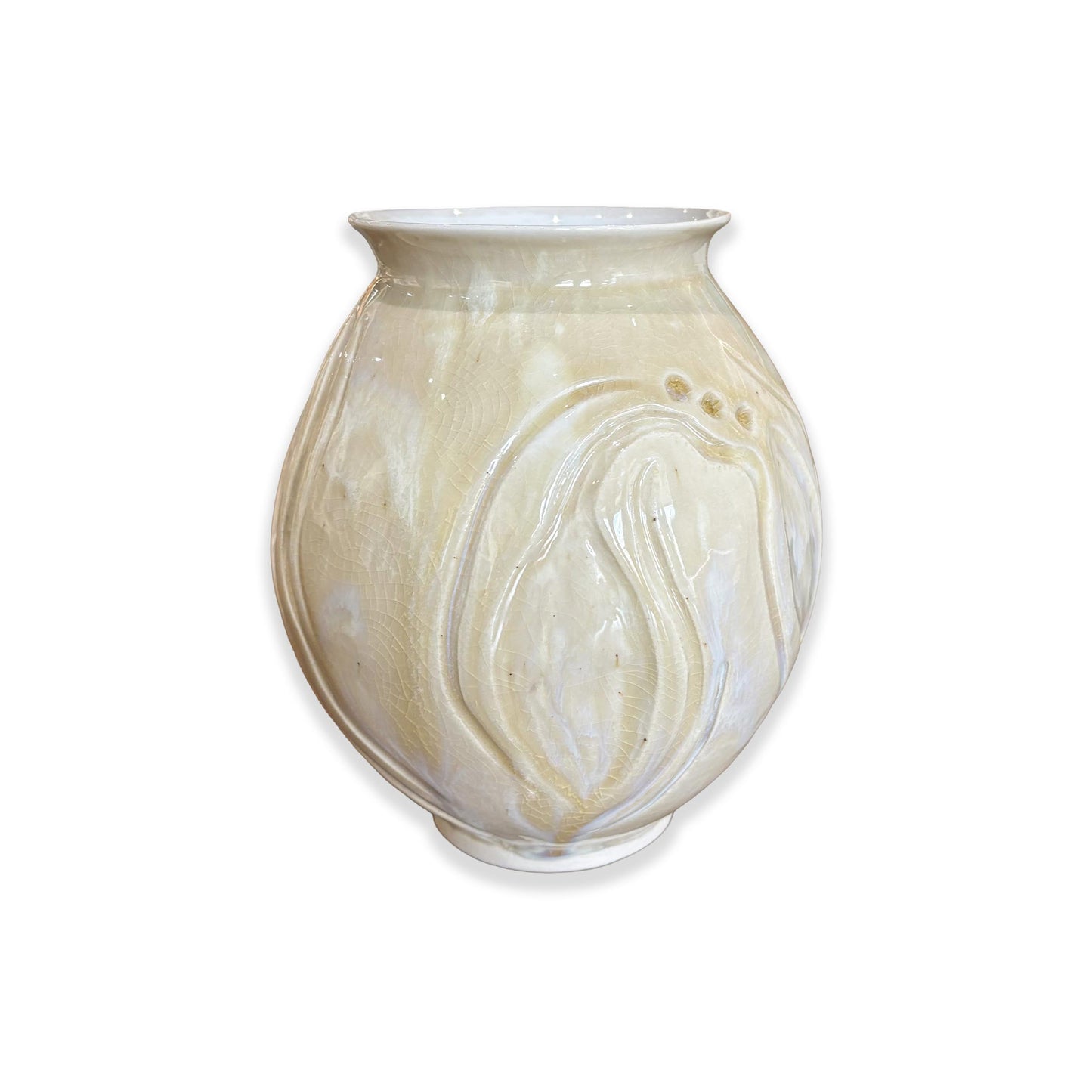 Honey Celadon Carved Small Vase