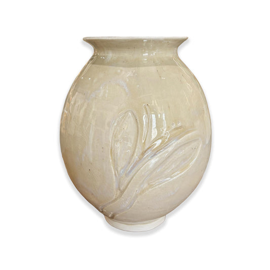 Honey Celadon Carved Medium Vase
