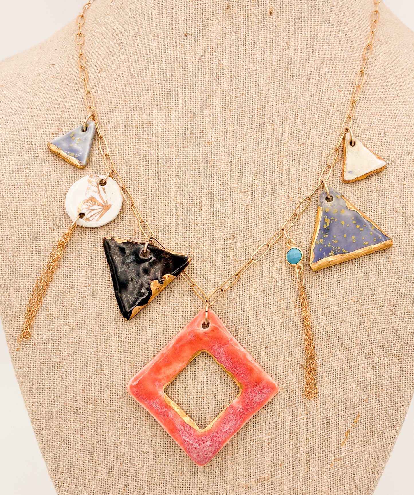 Salmon Square - 7 Pendant Necklace
