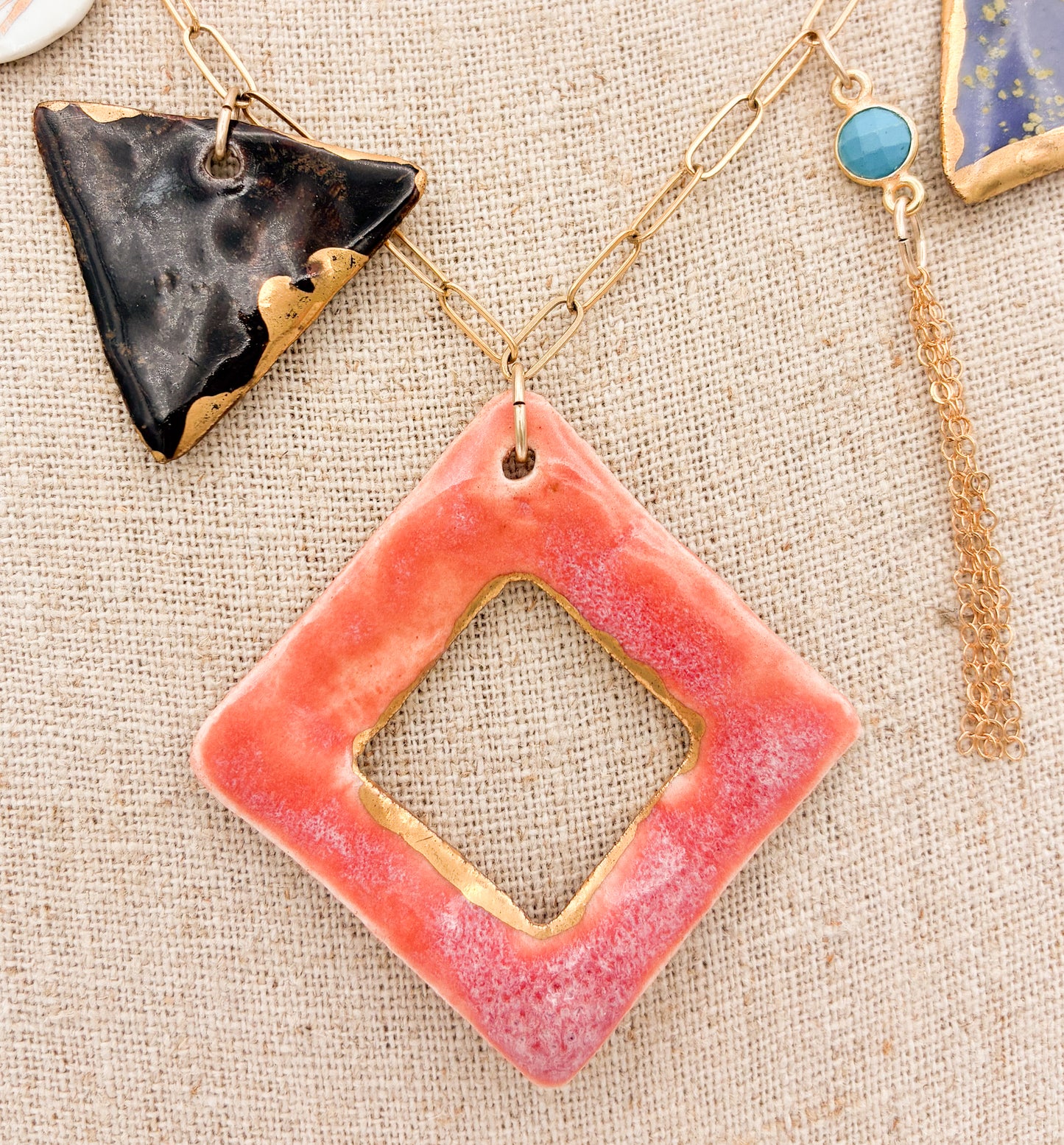 Salmon Square - 7 Pendant Necklace