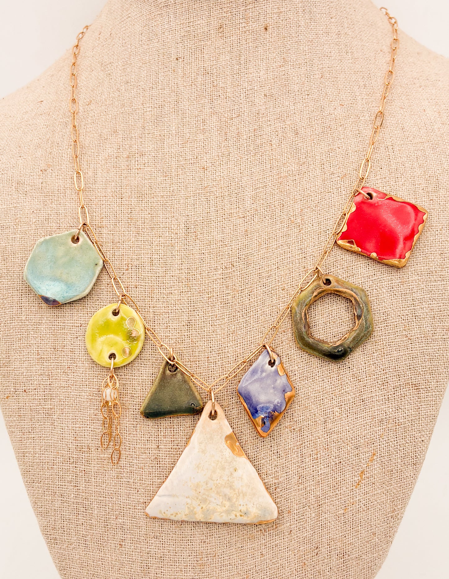 White Triangle - 7 Pendant Necklace