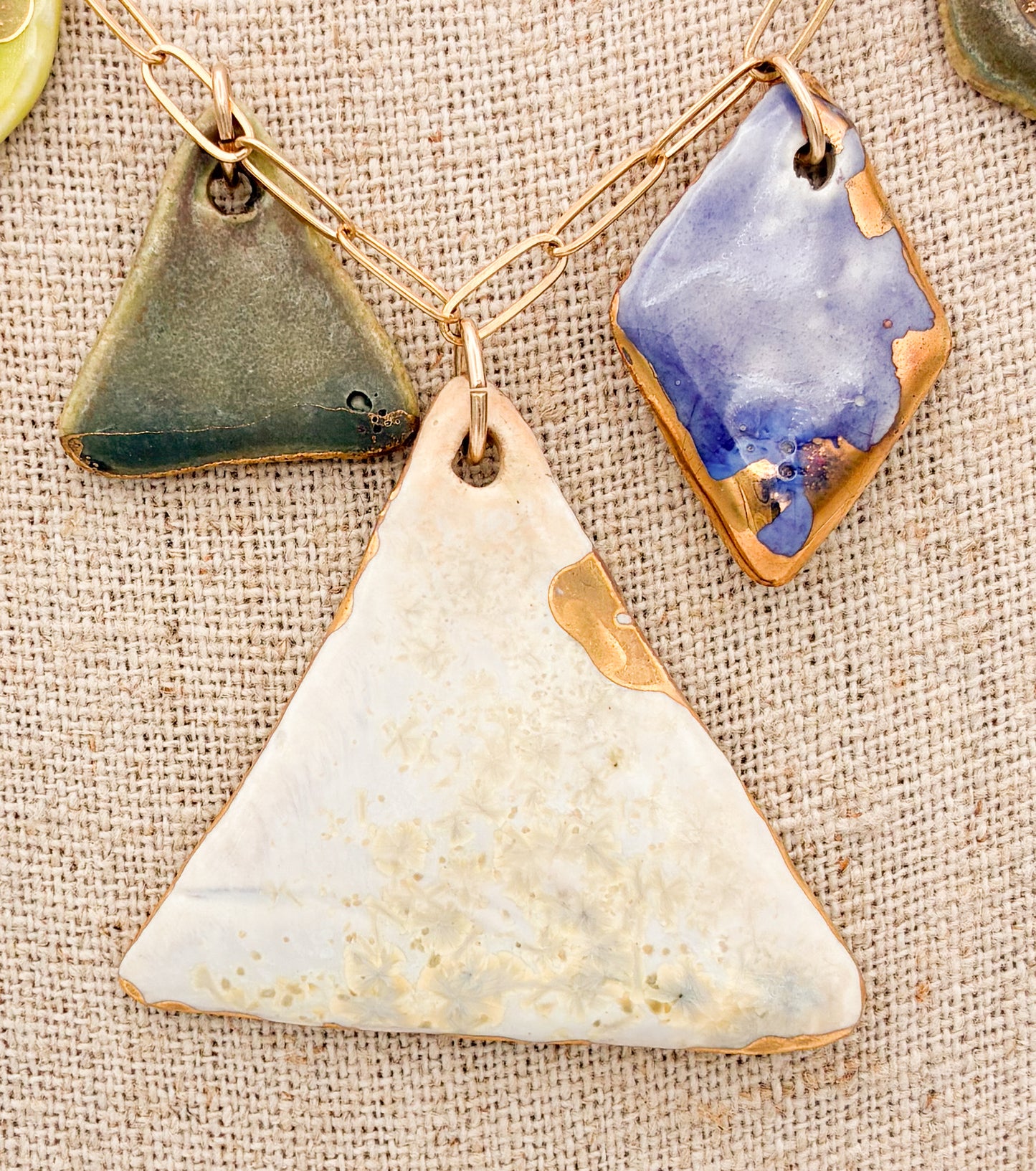 White Triangle - 7 Pendant Necklace