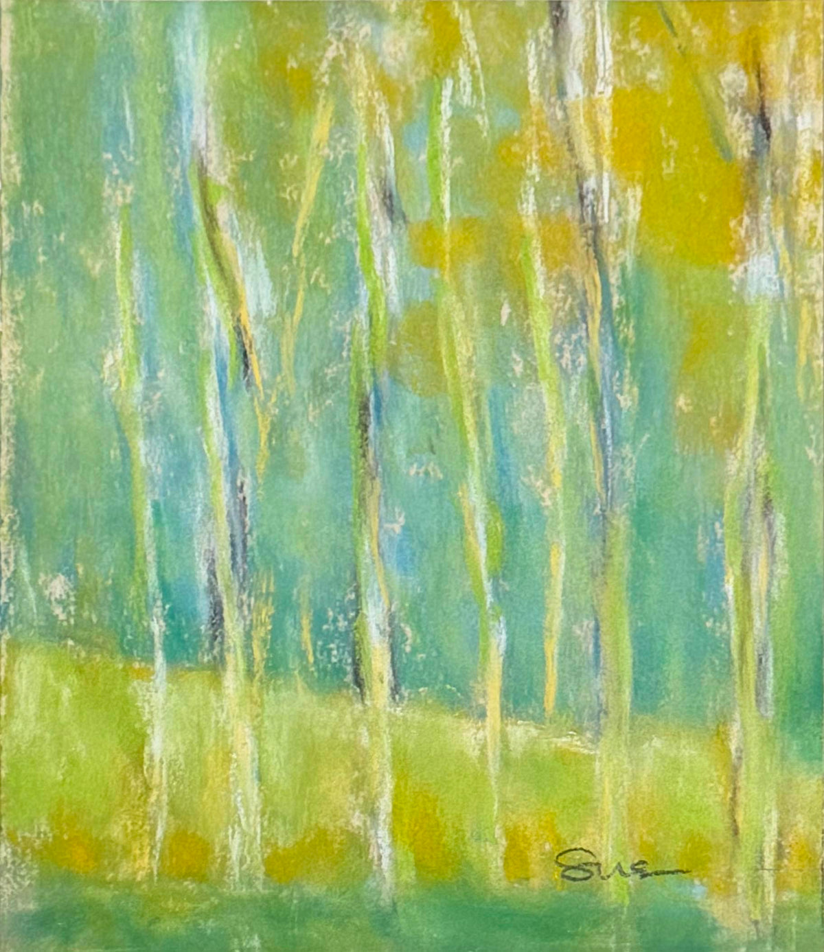 A Place of Stillness - Birch Trees on Teal