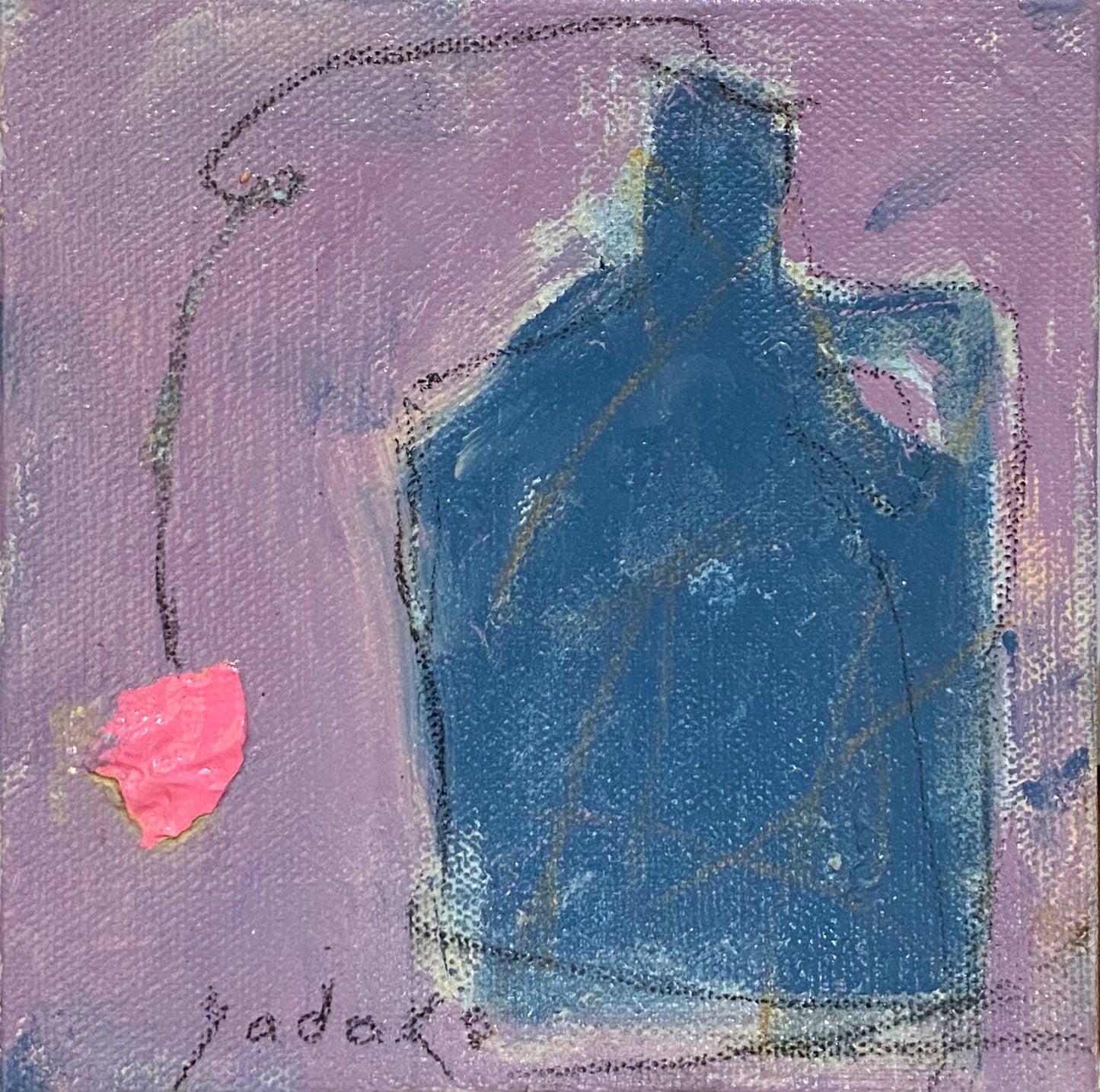 Blue Jug with a Pink Flower