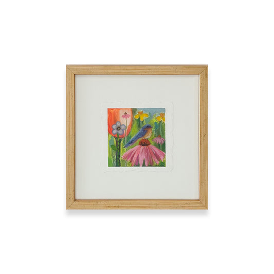 Poppies & Wildflowers - Bluebird on Coneflower