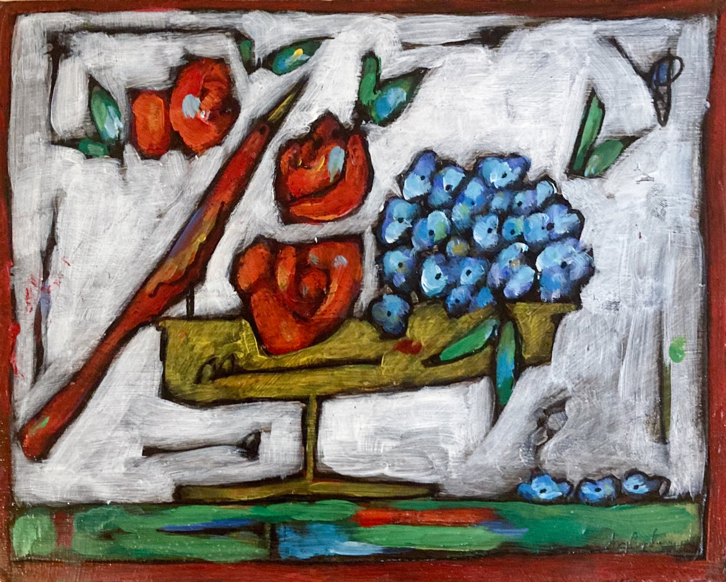 Cardinal, Roses & Hydrangea