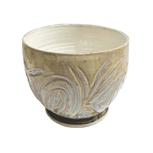 Carved and Altered White Planter
