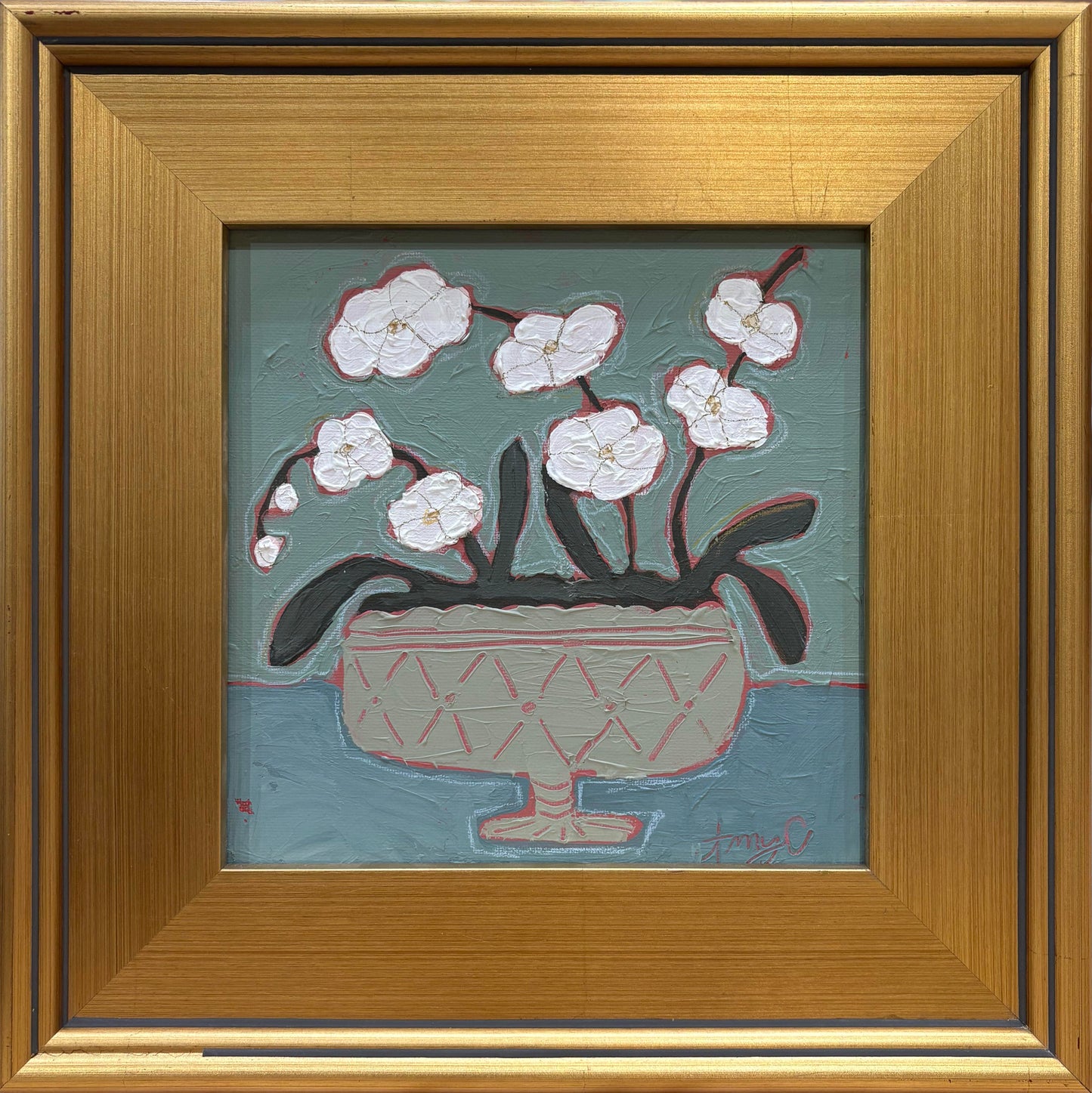 May Orchids in Carved Vessel