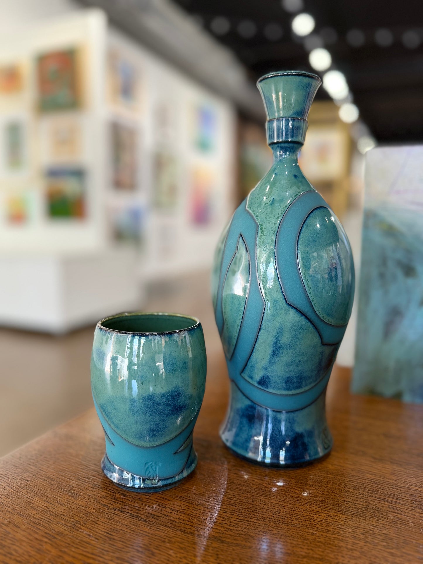 Color Contrast Series - Blue Green Decanter Set