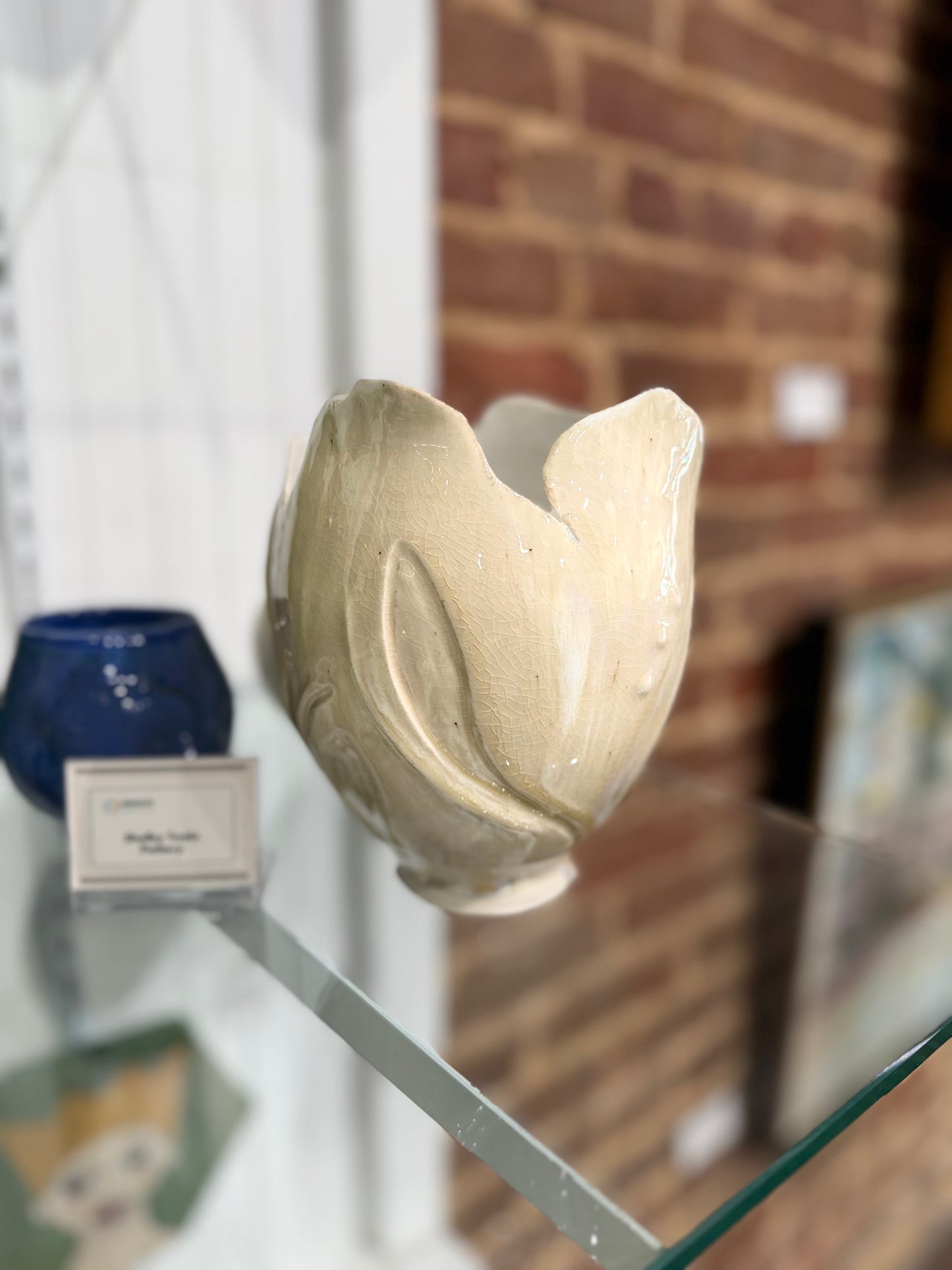 Honey Celadon Carved Vase