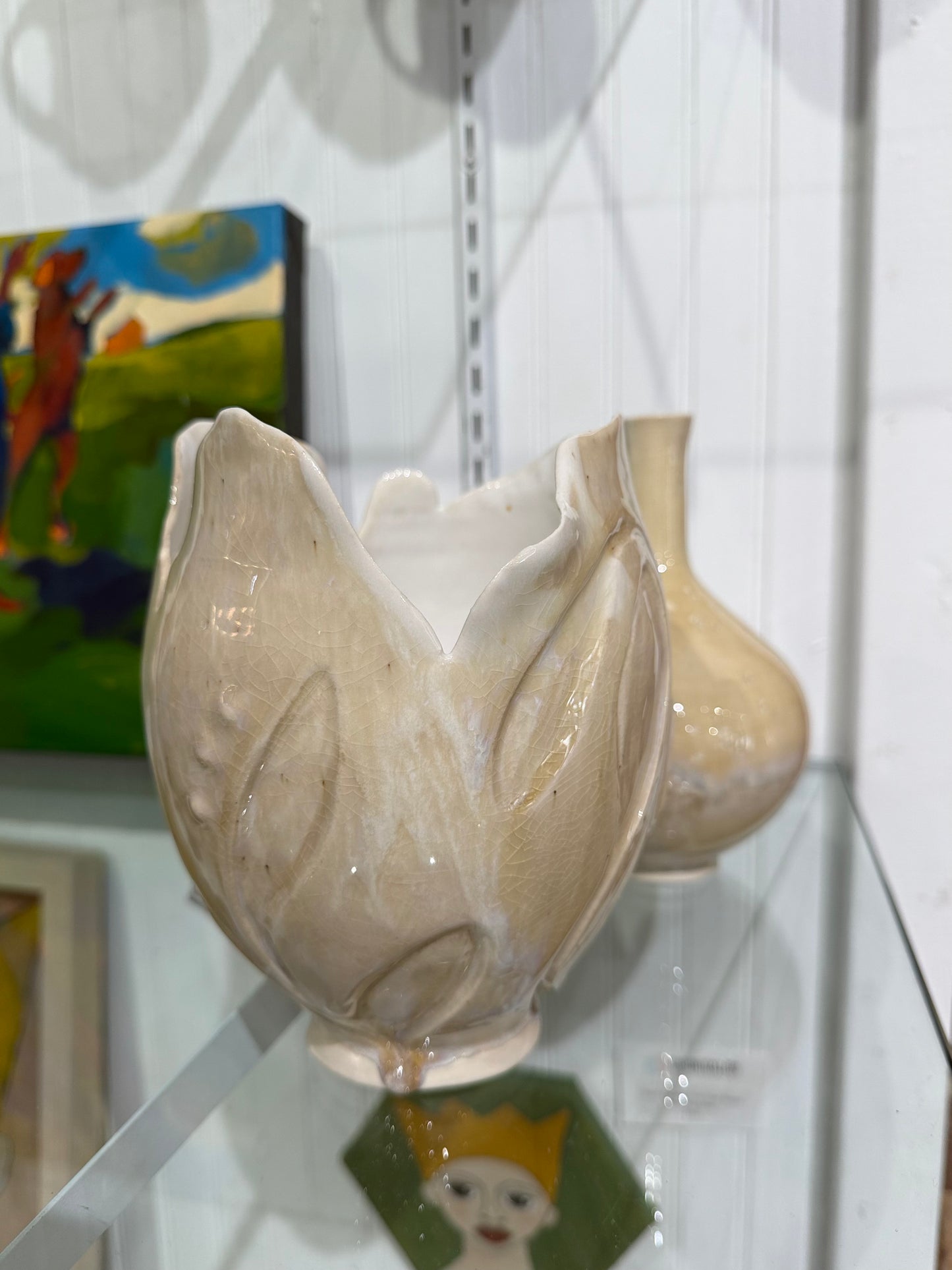Honey Celadon Carved Vase
