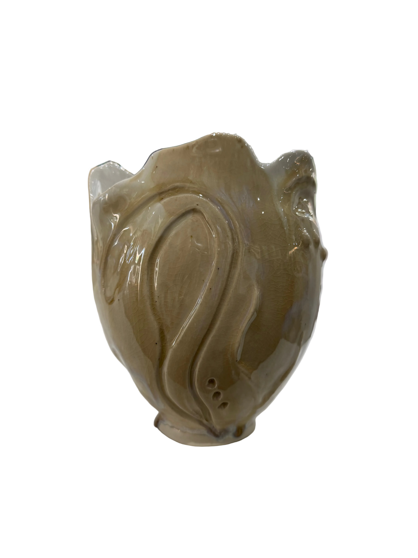 Honey Celadon Carved Vase