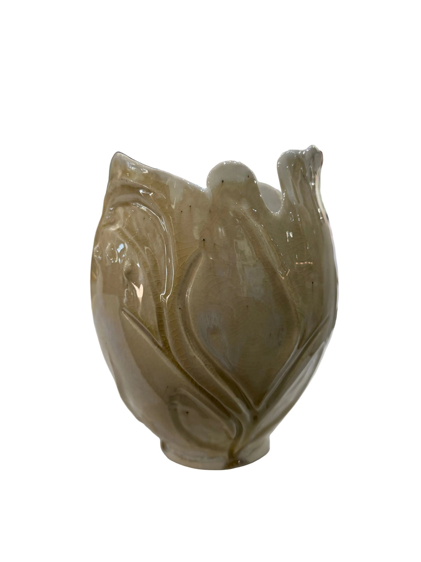 Honey Celadon Carved Vase