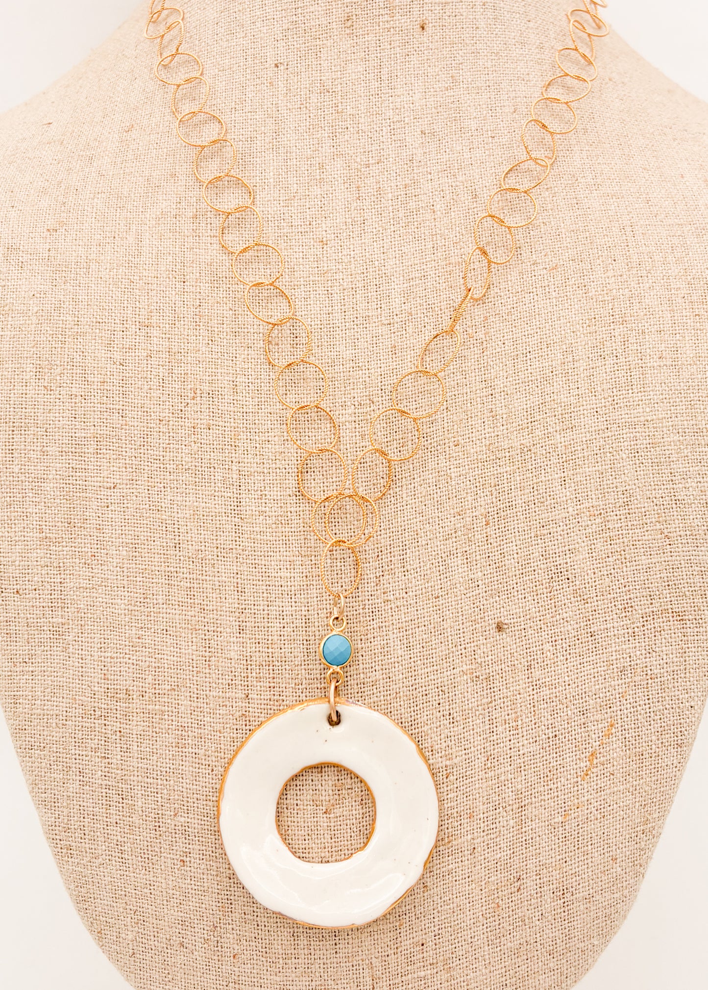 White Hollow with Turquoise Bead