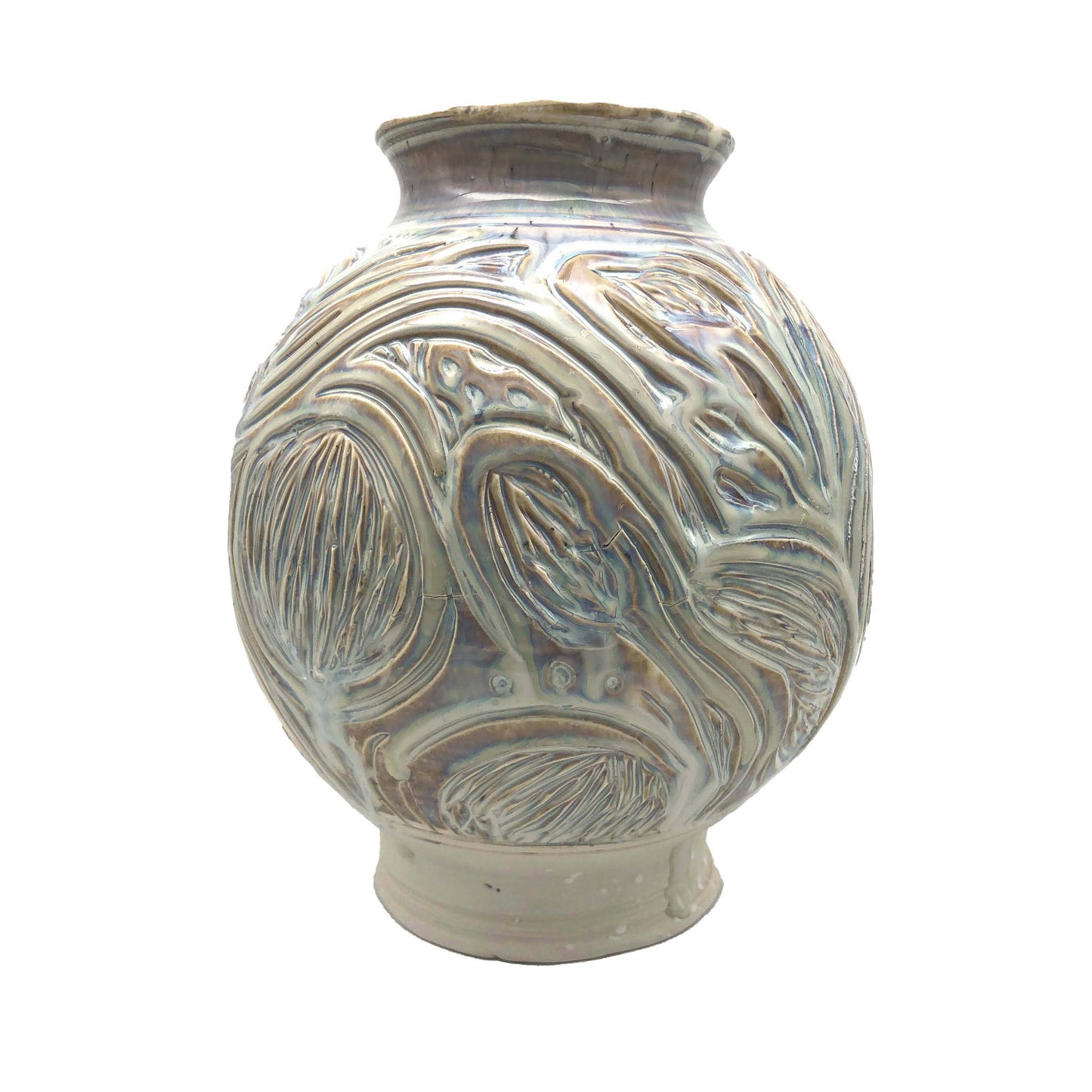 Iridescent Vase with Carvings - Large