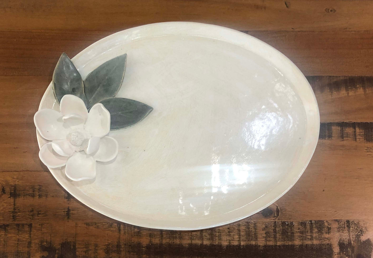 A In Full Bloom Series - Magnolia Oval Platter - Large