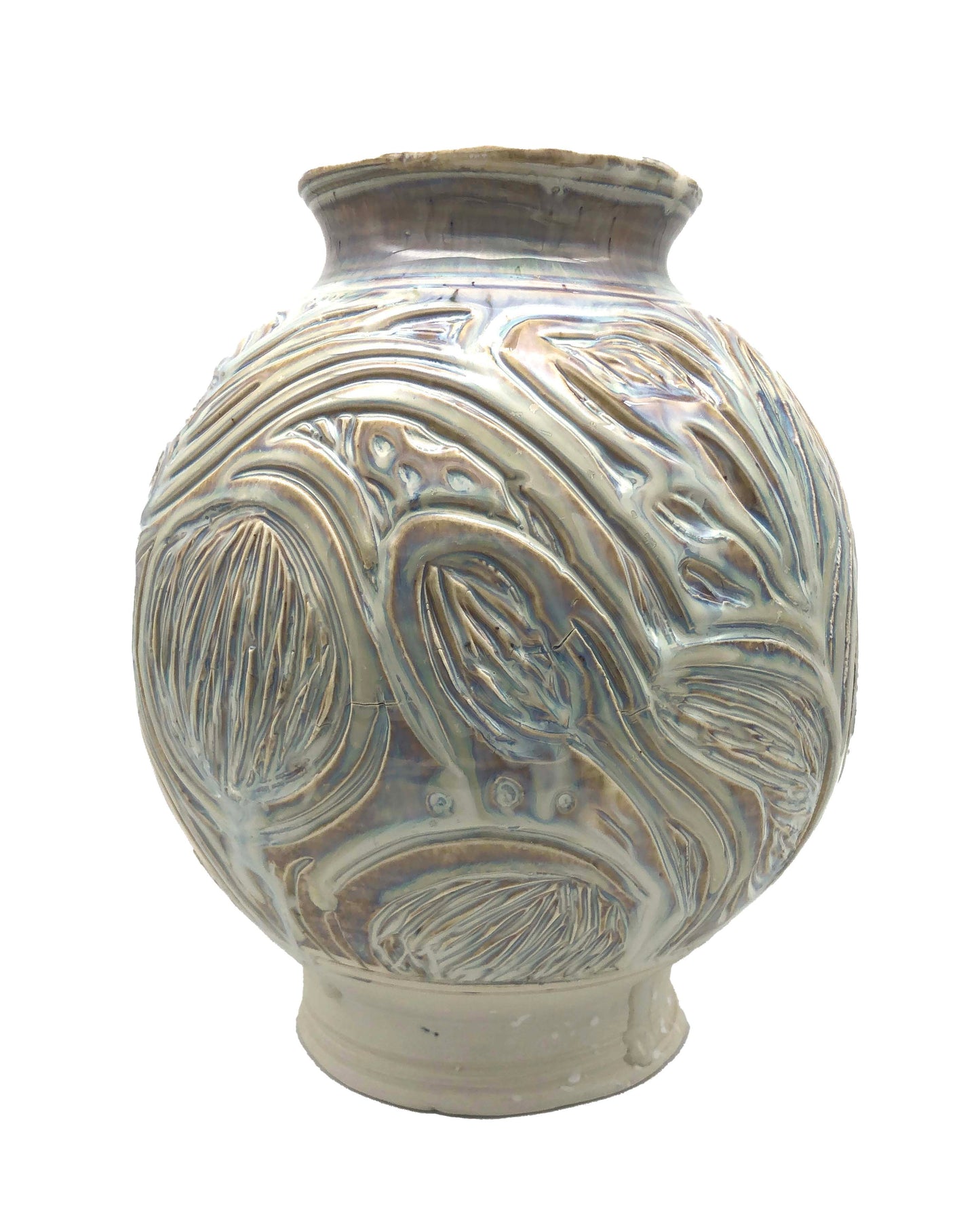 Iridescent Vase with Carvings - Large