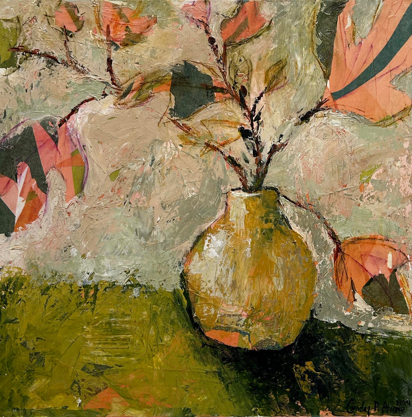 Leaves in Yellow Vase