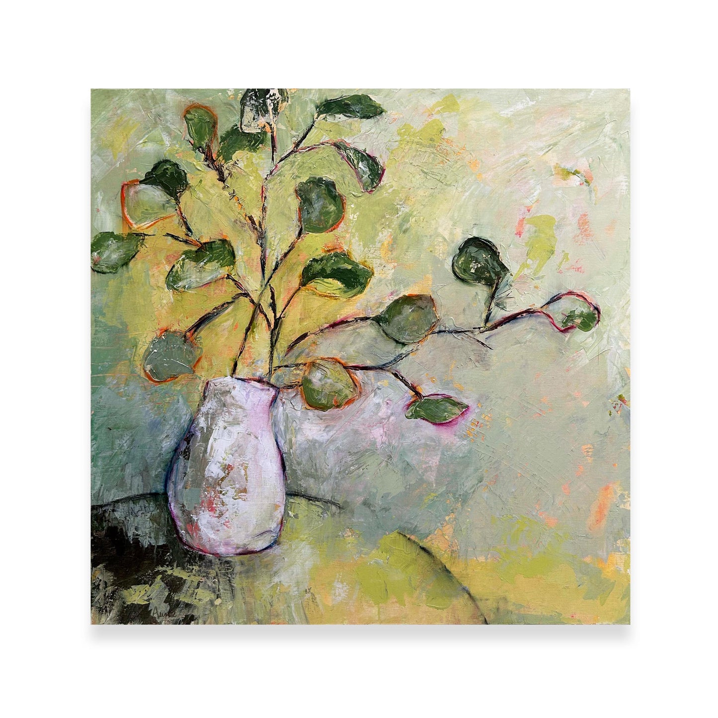 Leaves in White Vase