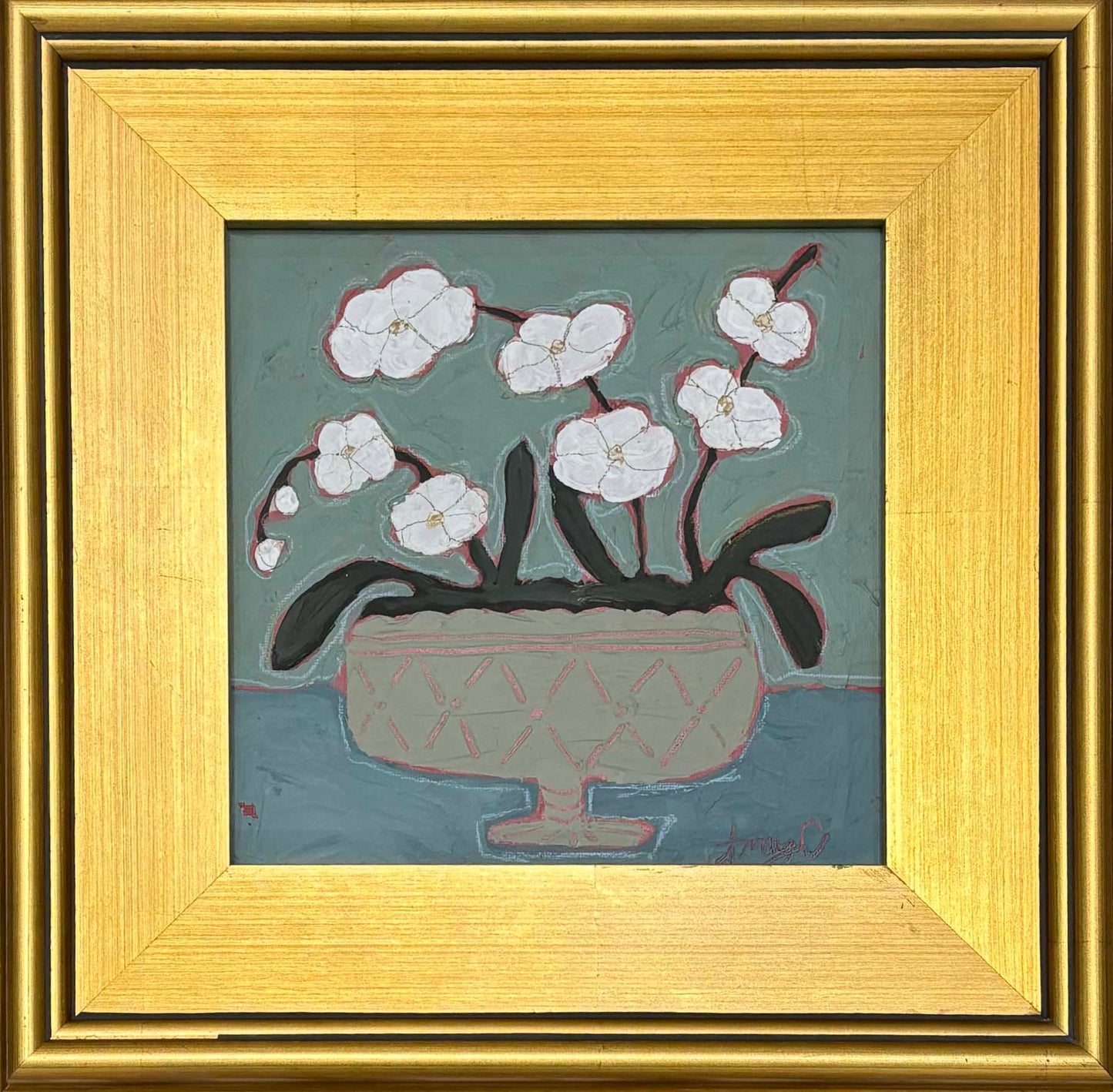 May Orchids in Carved Vessel