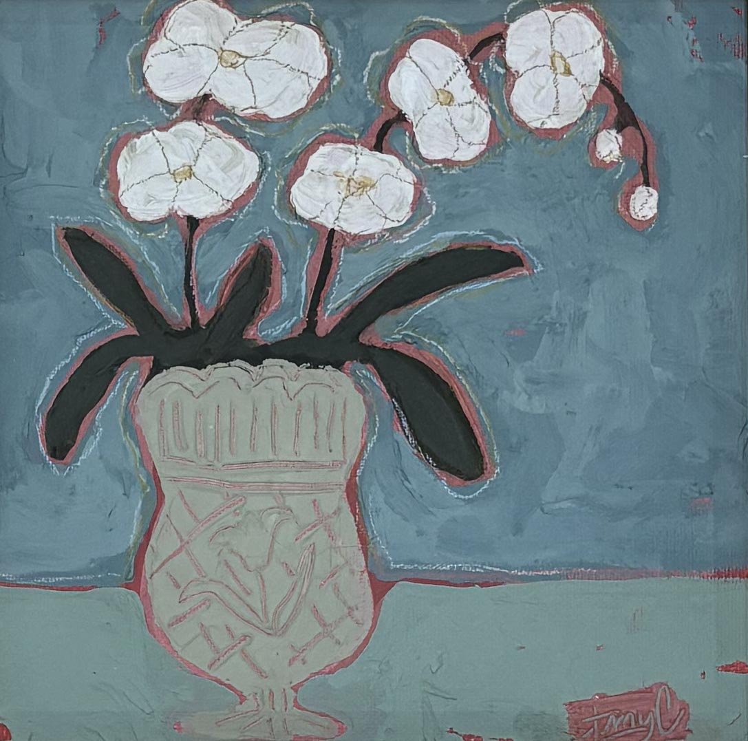 May Orchids in Carved Vessel II