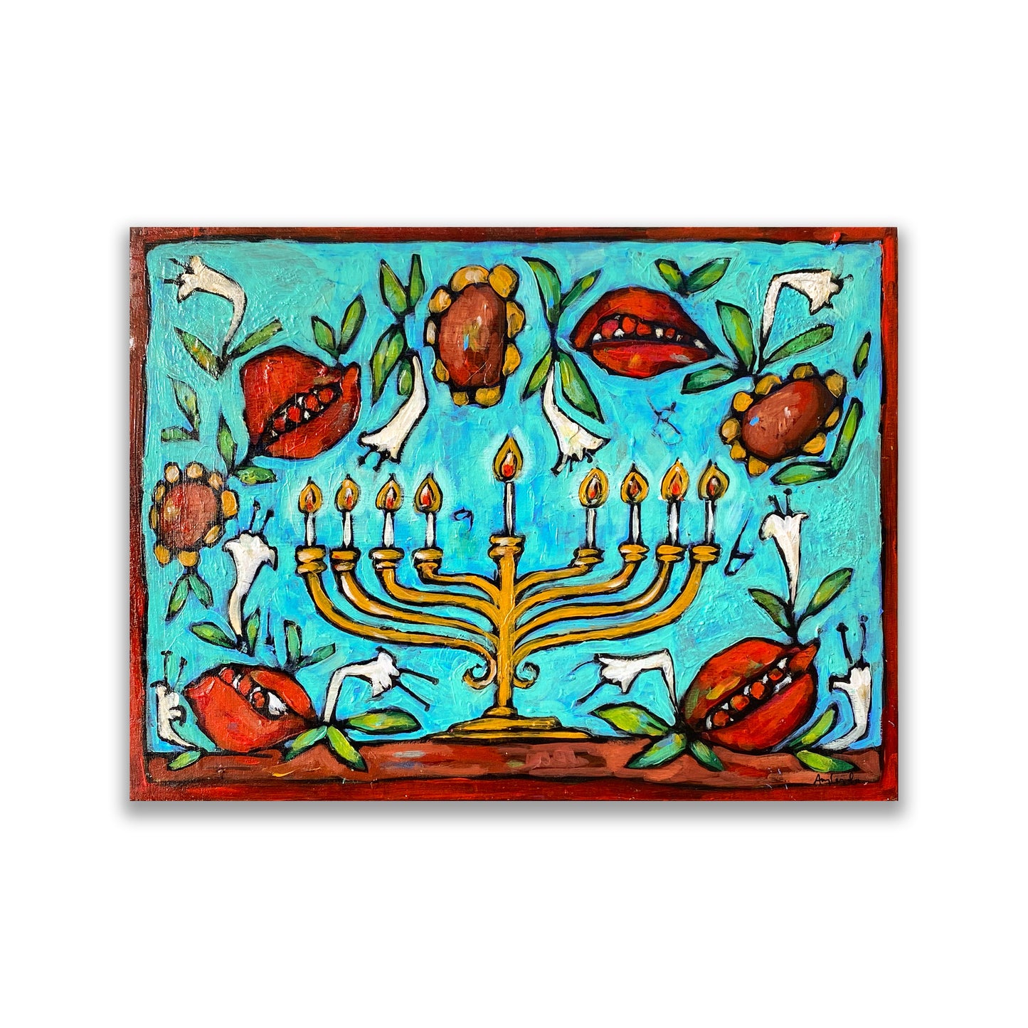 Faith - Menorah with Pomegranates, Lilies and Sunflowers