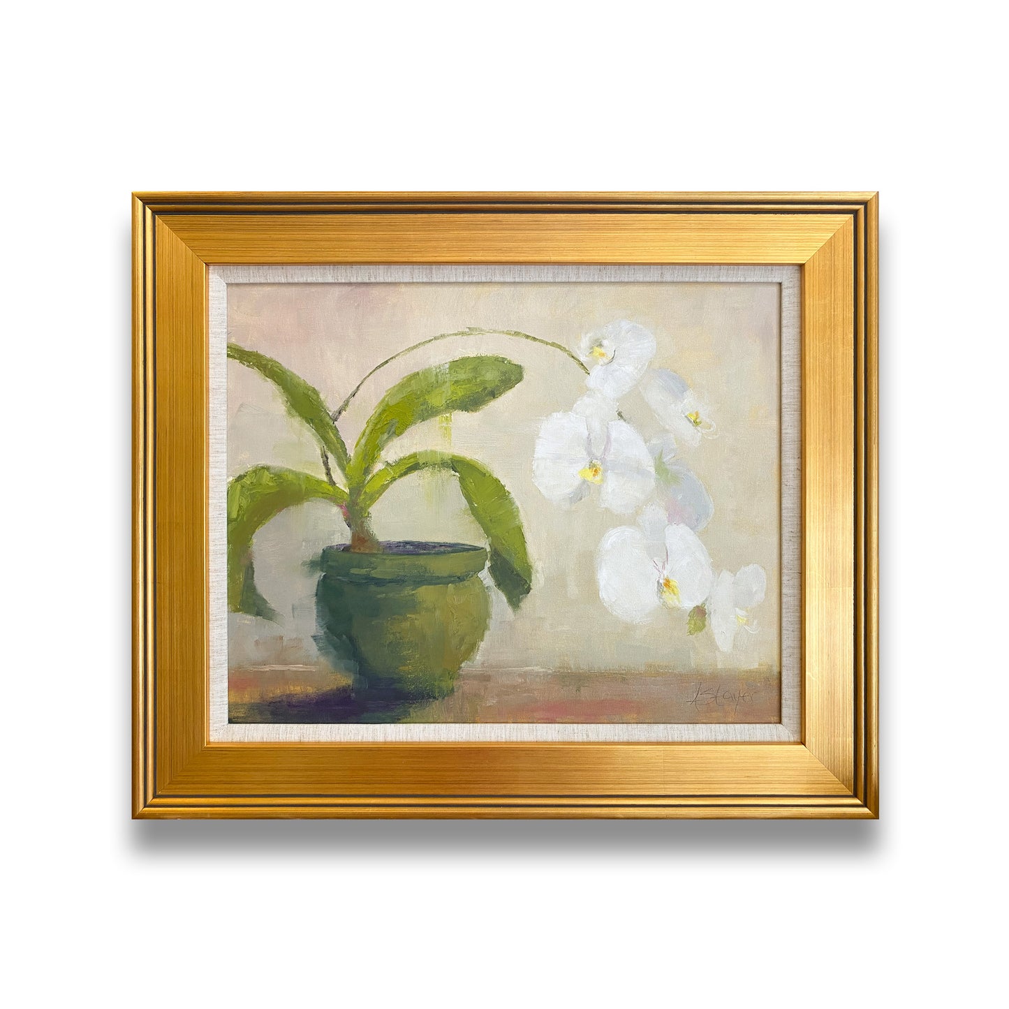 Orchid in Green Vase