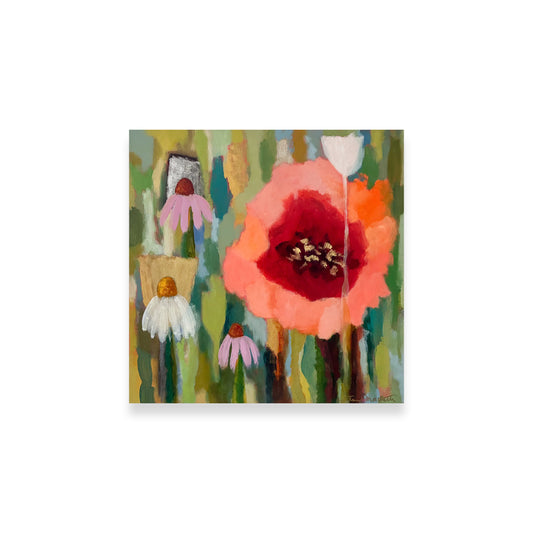 Poppies & Wildflowers - Red Poppy & Coneflowers