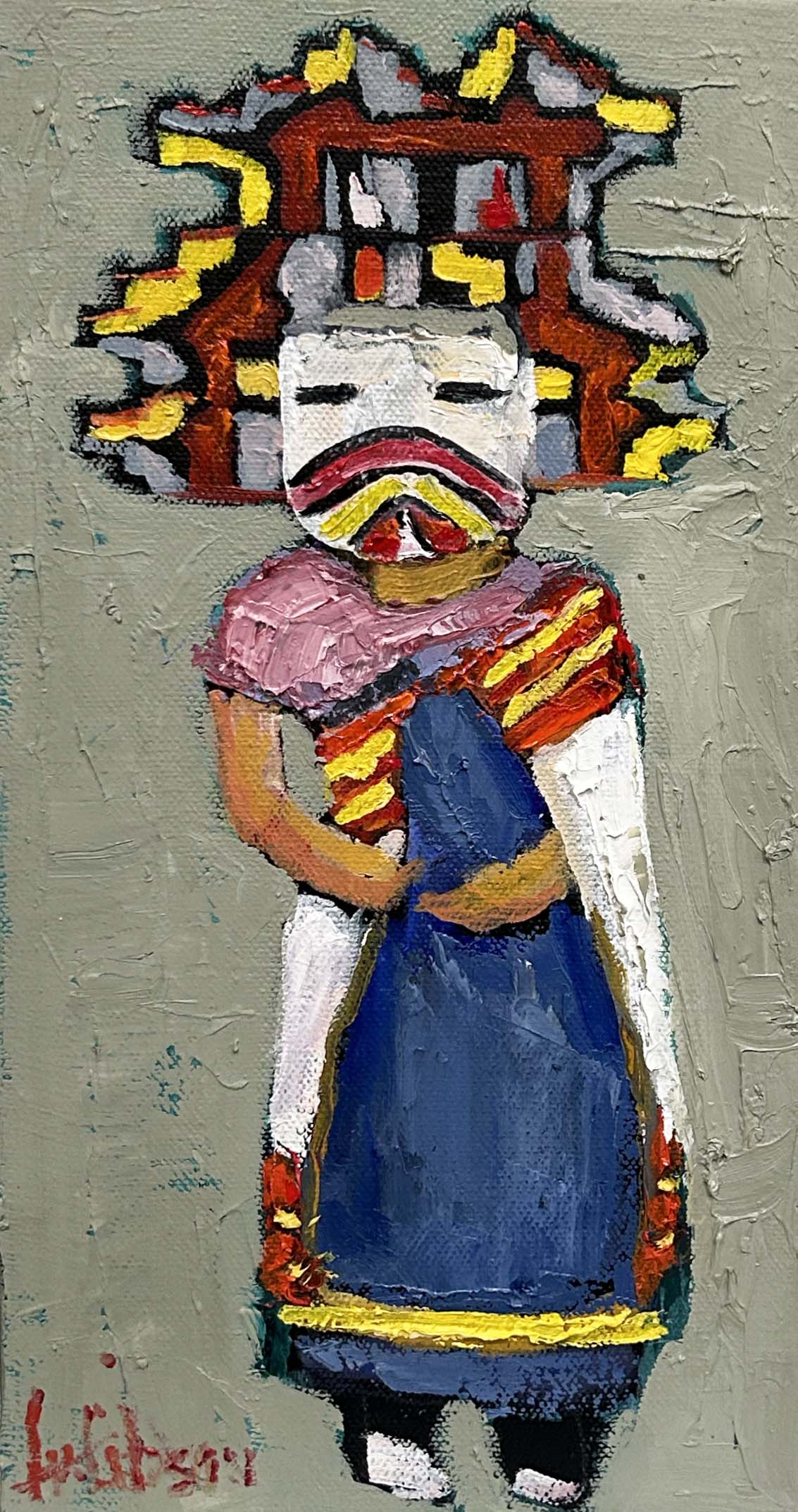 Kachina Doll with Red and Yellow Sash