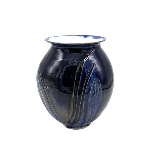Cobalt Medium Carved Vase