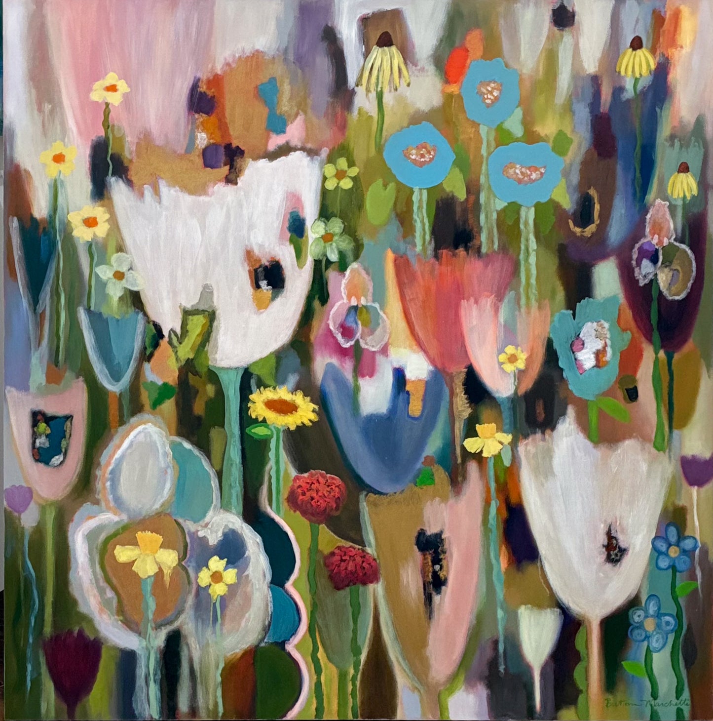 Poppies & Wildflowers - White Tulip & Blue Poppies