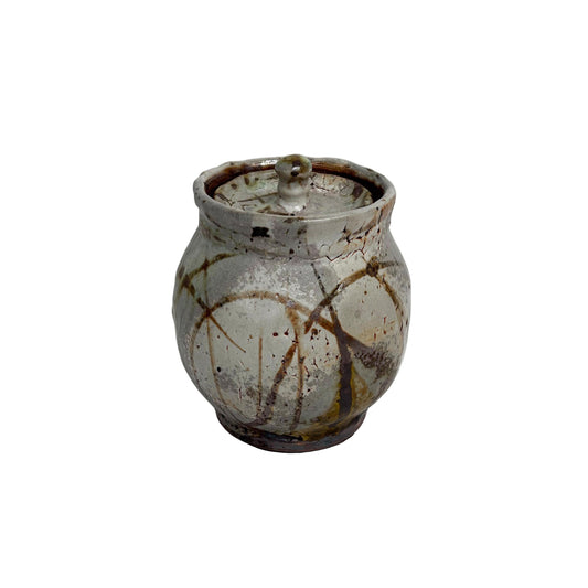 Lidded Jar with Brown Markings