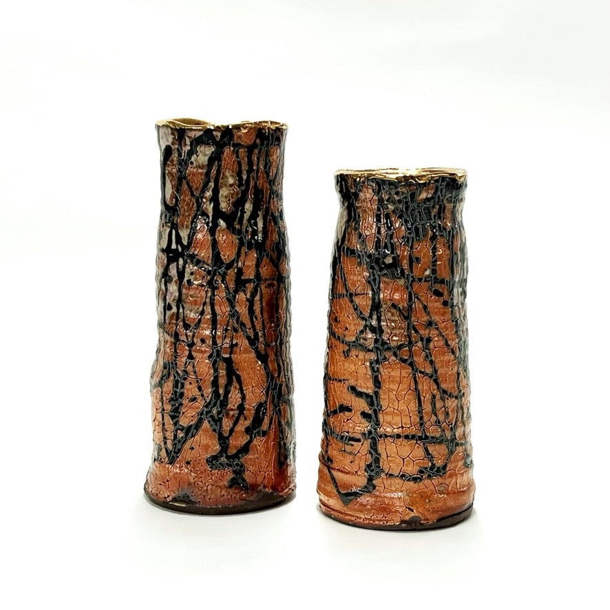 Gold Rimmed Pottery Vases