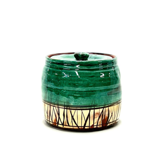 Green Jar with Grass Pattern
